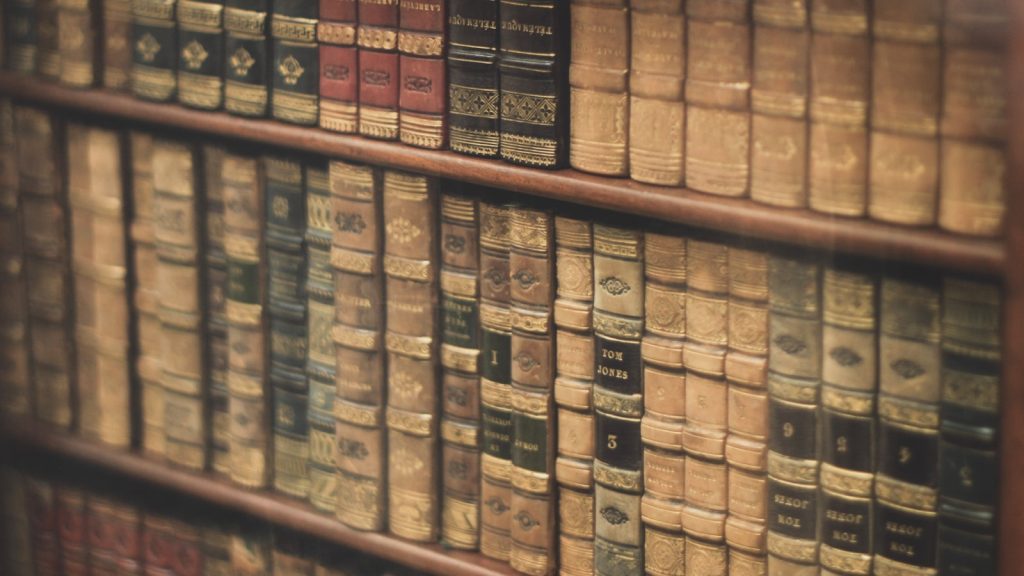 brown wooden book shelf with books